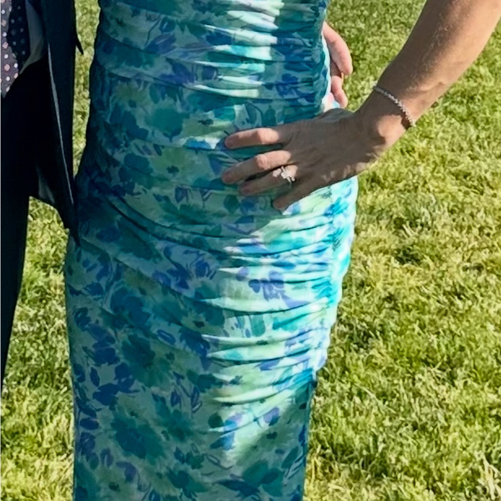 Astr Blue and Green Floral Dress